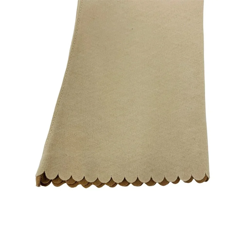 Vintage 1950s Tan & Brown Scalloped Gloves 3 Quarter Length